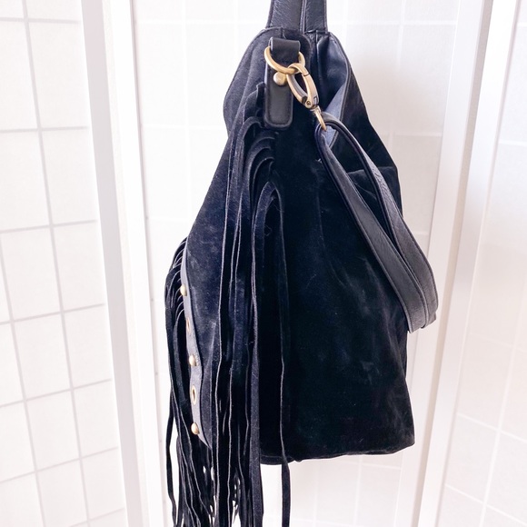 LD Black Faux Suede Fringe Crossbody Bag - Picture 8 of 17